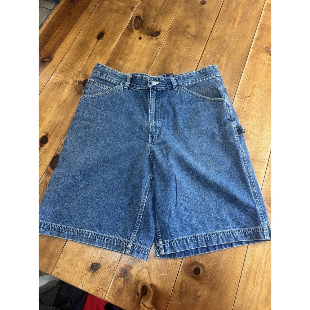 Faded Glory Men's 34 Blue Denim Carpenter Shorts Relaxed Fit Workwear Utility